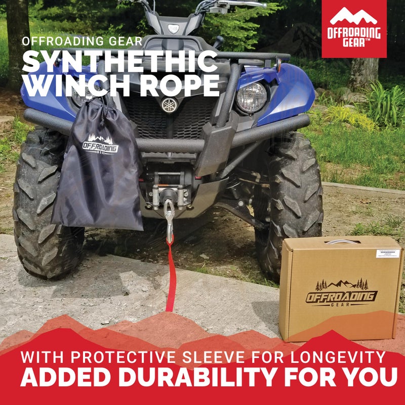 Offroading Gear 50'x3/16â€ 4x4 Heavy-Duty Synthetic Winch Rope Kit 4,400lbs | Replacement for Cable Wire | Jeep| ATV| Quad Bike| UTV | Free Snap Hook & Rubber Stopper - Image 3